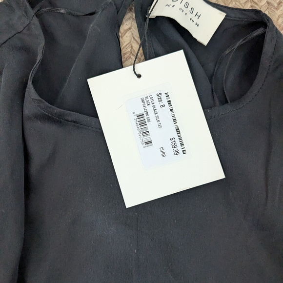 NWT Dissh Layla Black Silk Tee - sz 4 - Picture 4 of 6